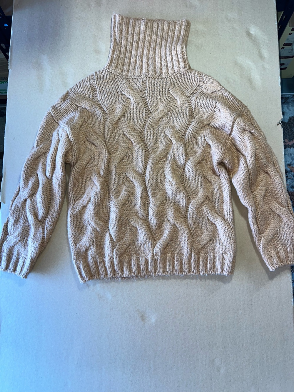 Cozy Cable Knit Turtleneck Sweater - Cream teens size